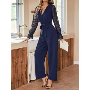 CHENGDEFA Women's Business Solid Color Jacquard Overalls Jumpsuit, Elegant Fashion Casual Jumpsuit for Daily Outdoor Wear, Women Jumpsuits for Summer