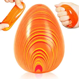 Marble Pattern Egg Stress Balls, Soft Squishy Squeeze Fidget Toys for Kids Adults, Sensory Relief Toys for Autism ADHD, Cute Fidgets for Classroom Prizes Party Surprise Gifts (Orange)