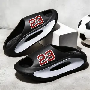 Men’s Stadium Match Sport Slides – Slides with 23 Print, Breathable Open-Toe Slip-On Sandals, Non-Slip Indoor Outdoor Game Day Style soft insole Walking Shoes Footwear Foot Care Slippers Thick