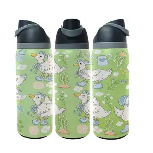1pc 17oz/17.5oz/20oz/22oz/26oz/30oz/30.5oz/32oz/33oz/40oz Duck and Flower Print Insulated Mug, Cute Pastel Vacuum Cup Thermo Tumbler , Keeps Hot 12H/Cold 24H, Ideal Travel Tumbler for Spring, Picnic, or Office, Adorable Gift for Girlfriend, Nature Lovers