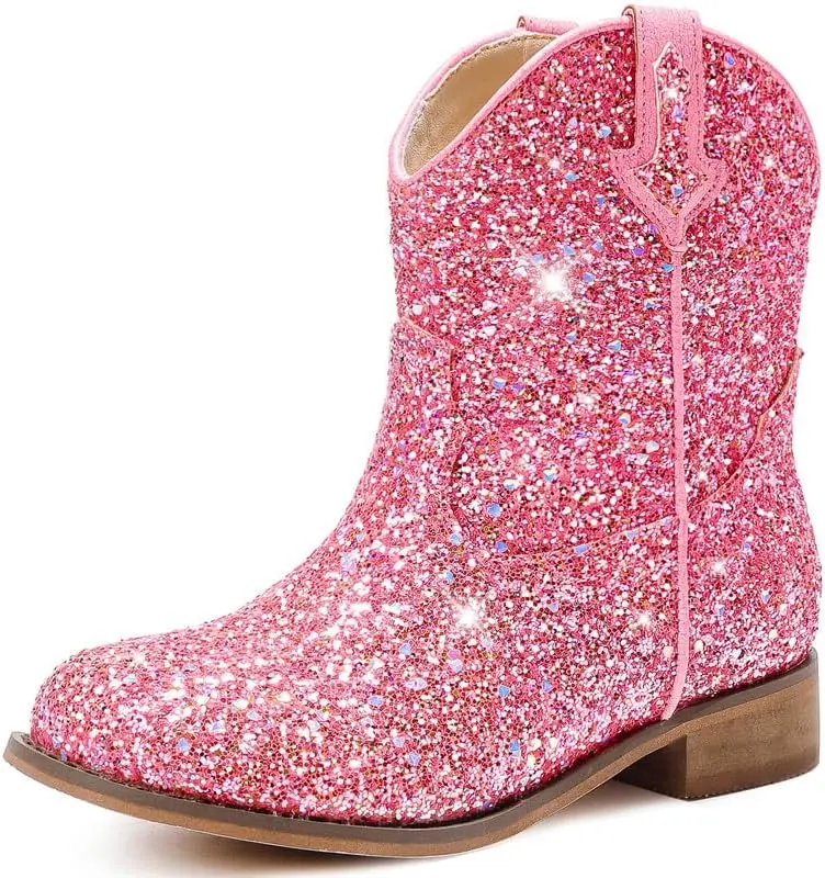 Toddler Girls Cowgirl Boots Glitter Toddler Cowboy Boot Ankle Girls Boots Little Kids Horse Riding Party Birthday