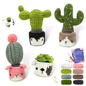 4pcs Penguins, kittens, rabbits, puppies,Perfect for Beginners, Includes Step-by-Step Video Tutorial,Cute Crochet Woven Craft for Delicious Food and Gift-Giving Essentials(Accessories In Random Color）