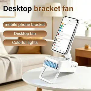 5-In-1 Wireless Bluetooth-compatible Speaker with Fan, 3000mah USB Charger, Mobile Smartphone Tablet Stand, Color-Changing Ambient Light, Multi-Functional Audio Device