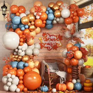 Autumn Balloon Garland Kit 111 Pieces Burnt Orange Blue Cream Gold Party Decor Arch Set