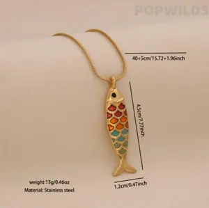 3D Dynamic Fish Pendant Necklace, Premium Stainless Steel Ocean-Inspired Necklaces, Unique Personalized Vivid Craft, Durable Stylish Elegant Daily Wear Jewelry for Outfit Matching on Key Occasions