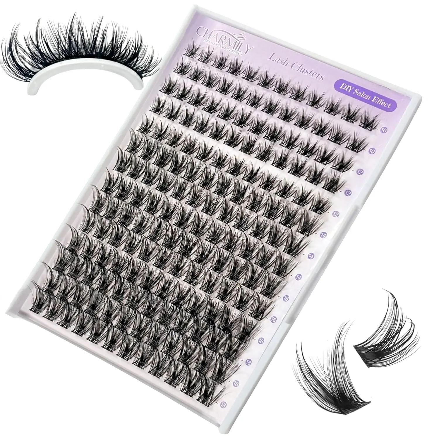 Lash Clusters Wispy Individual Eyelash Clusters 10-18mm C Curl 168 Pcs Natural Cluster Eyelash Extensions, DIY Lashes Clusters Soft Thin Band