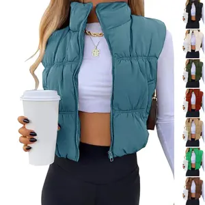 Tanming Women's Cropped Puffer Vest Zip Up Stand Collar Lightweight Sleeveless Padded Gilet with Pockets TikTokShopBlackFriday
