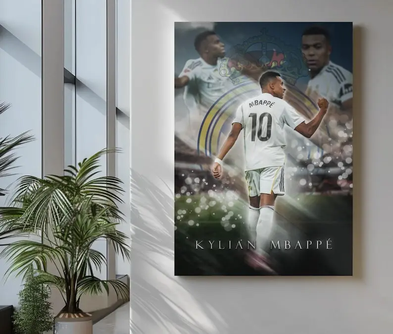 Kylian Mbappe Poster: Real Madrid Football Art, Soccer Poster