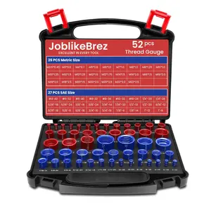 Thread Checker, 52pcs Nut and Bolt Thread Checker, 27 SAE & 25 Metric Box Set Thread Gauge, Nut and Bolt Identifier Gauge Suitable for Size Checker of Bolts or Nuts Narrow Areas
