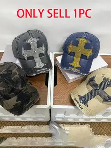 Men's Vintage Versatile Baseball Cap, Street Fashion Cross Pattern Hat, Graphic Hat, Unisex Casual Bowler Hat for Daily Use, Men's & Women's