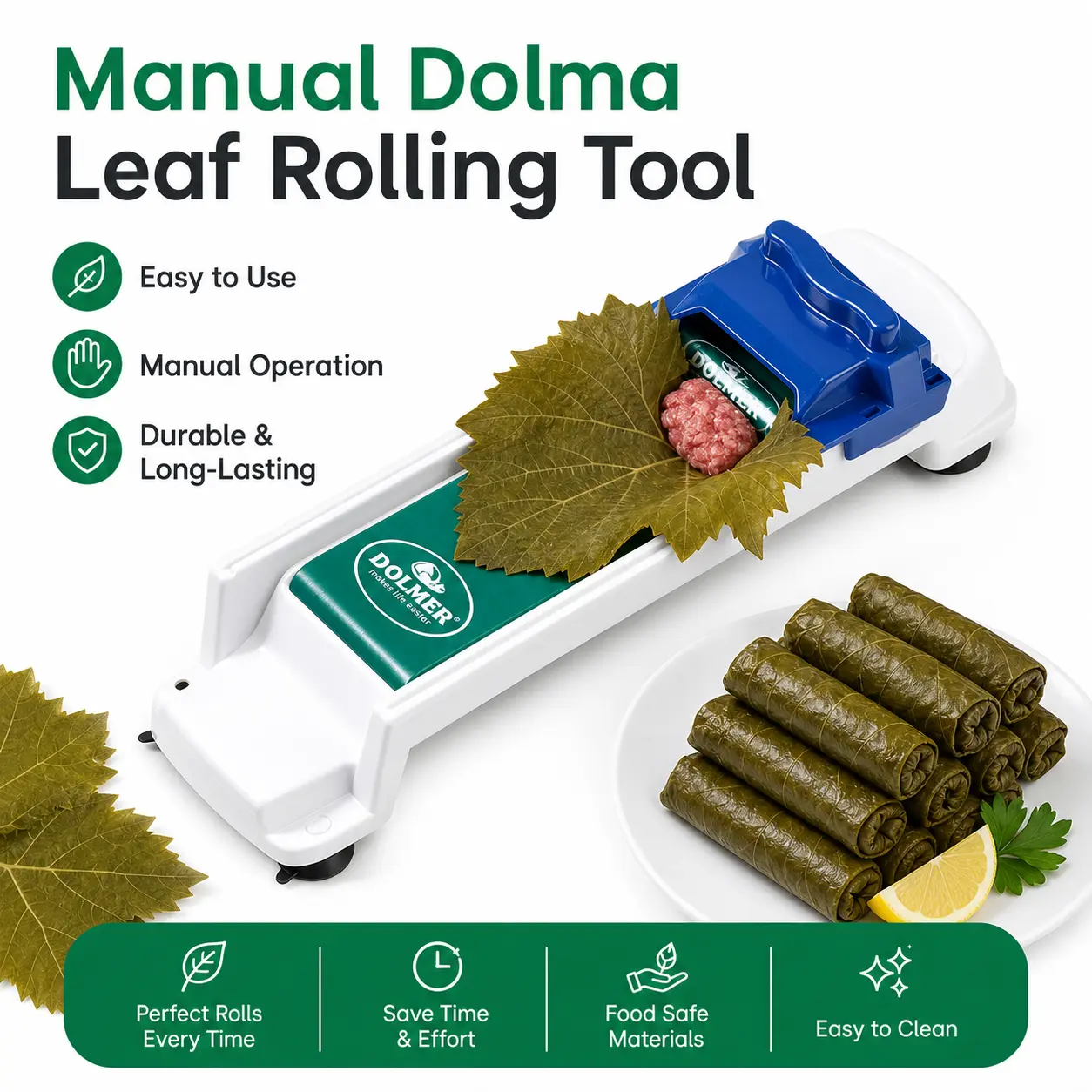 Manual Dolma Leaf Rolling Tool Labor-saving Grape Cabbage Meat Veggie Roller Stuffed Wrap Maker Home Kitchen Prep Gadget