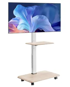 Rolling TV Stand and Mobile TV Cart for 32–70 Inch Displays, Full Motion 25° Left-Right Rotation, Height Adjustable Mount with Tray, Up to 88 lbs Capacity, VESA 600x400, Ideal for Corner, Living Room, Bedroom, Outdoor