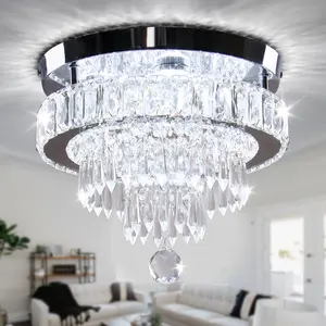 Modern 118 Inch K9 Crystal Ceiling Light LED Chandelier with Remote Control Dimmable for Living Room Bedroom Kitchen Porch Balcony Home Decor QH-MC064