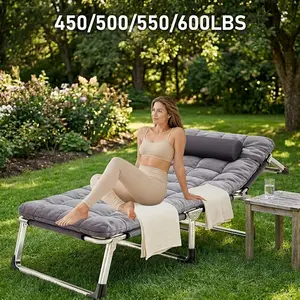 Heavy Duty Folding Guest Bed with Mattress, 450-600 lb Capacity Portable Rollaway Bed, Flip-Up Design, Adjustable 8-10 ft Frame