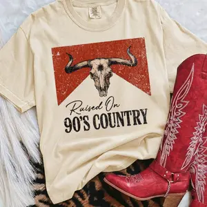 Raised on 90s Country Comfort Colors Shirt, western clothing, western cowgirl stuff, rodeo western outfit women, western graphic tees women, country concert outfits, western clothes tops, western shirts for women, women’s clothing merch shirts