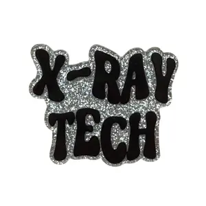 Acrylic Add On for Badge Reel - X-Ray Tech Glitter Design with Velcro Adhesive for Easy Swapping & Personalization supplier