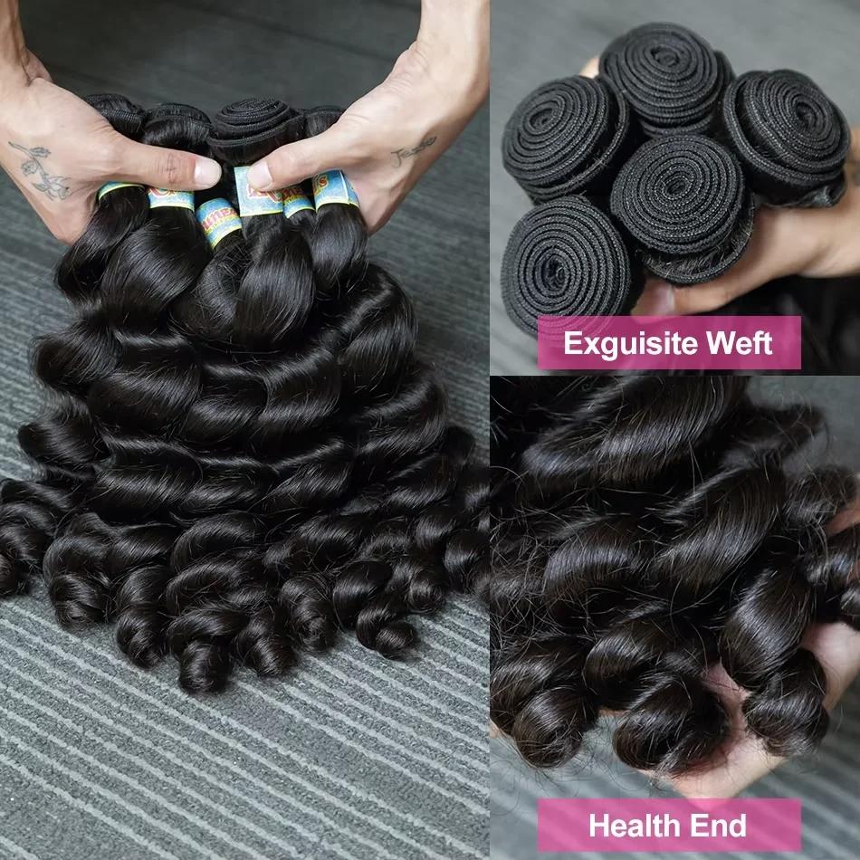 Odbe Hair 12A Loose Deep Wave Bundles Brazilian Virgin Human Hair Extensions 30 Inch Natural Black Virgin Hair Unprocessed Human Hair For Women