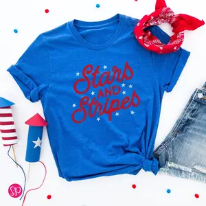 Cute 4Th Of July TShirt, Stars And Stripes Graphic Tee, Red White Blue Shirt 100% Cotton 45821 1153