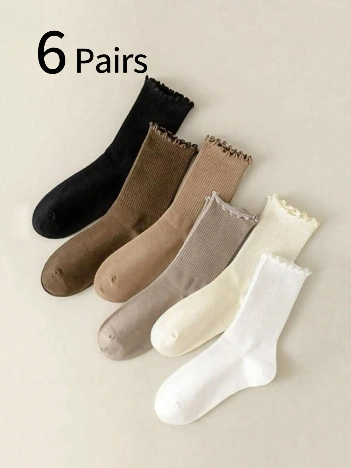 6 Pairs Women's Striped Ankle Stockings, Casual Fitted Design, Soft Breathable Material, Perfect for All Seasons, Ideal with Small Boots