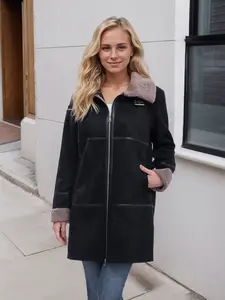 RED MARINE Stylish Women's Zip-Up Cotton Jacket with Wavy Stripes – Trendy and Comfortable Outerwear vest jacket