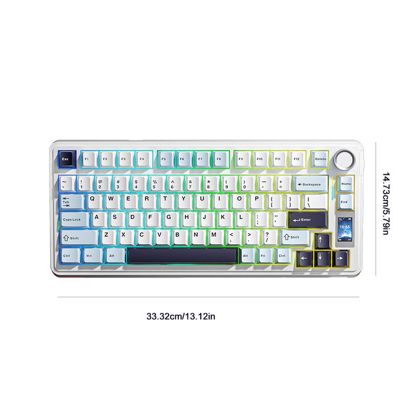 AULA S75Pro Wireless Mechanical Keyboard, Hot swappable keyboard, With Gasket Structure Featuring Five-layer Sound-Absorbing Filling Full-key Hot-Swap Design Multimedia Display RGB Lighting Effects Suitable For Office, e-Sports, Gaming
