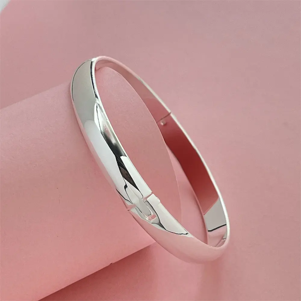 Non-Tarnish Real Plated Silver Minimalist Bangle for Women - High-Quality Modern Female Jewelry, Elegant Daily Wear Accessory, Tarnish-Proof Jewelry, Accessories for Women