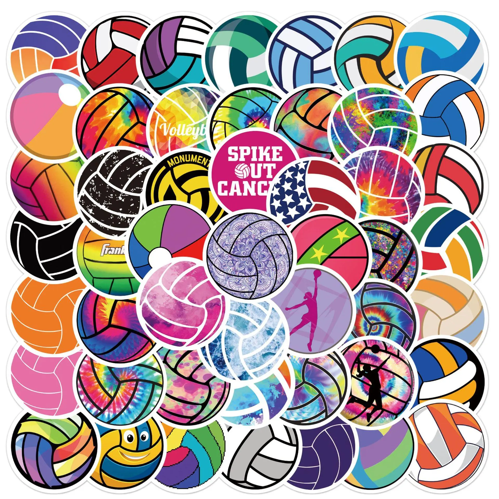 Volleyball Graffiti Stickers, 52pcs Waterproof Decorative Sticker Packs, Decals for DIY Creative Toys, Sticker Set