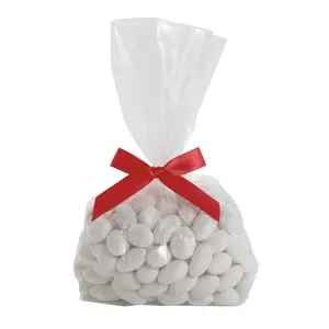 Bulk  50 Pc. Medium Clear Cellophane Bags with Red Bow Kit
