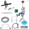 VEVOR Backyard Zipline Kit for Children & Adults, 60/80/100/120/160 ft 0.25" Steel Rope, CPC Safety Certified, 330 lbs Load, Ball Bearing Design, Quick Setup Outdoor Playground Gear with Stainless Steel Line, Spring Brake, Safety Harness, Seat