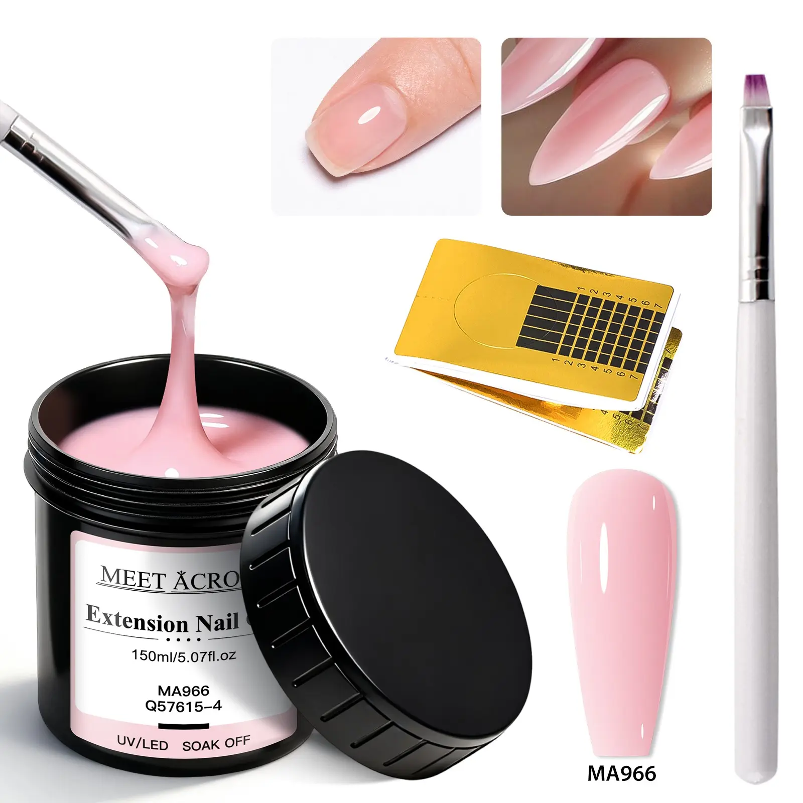 Meet Across 3pcs 150ML Large Capacity Extension Nail Gel, Semi-Permanent UV/LED Gel Varnish, DIY Design Nail Art, Prolong Tool, Gel Polish, Gel Nails, Gel Manicure, Gel Shine Finish