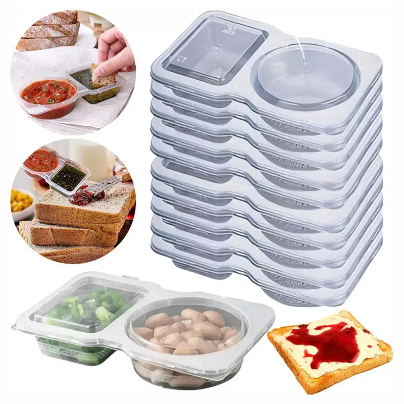 Reusable Double-Layer Divided Snack and Condiment Container with Leak-Proof Lid - Plastic Food Storage Box, Suitable for Lunch, Picnics, Office - Stackable Design, Hand Wash Only, Picnic Essential