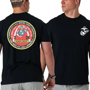 U.S. Marines T-shirt with 3rd Battalion 24th Marine Unit Patch, 2 Sides Graphic Tee, Always Ready Motto, Soft Cotton Black Shirt for Men & Women, Streetwear, Mens Shirts, Summer Deals