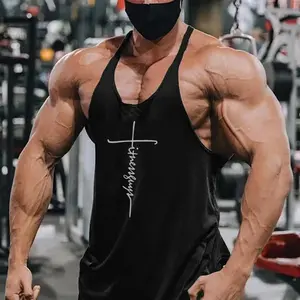 Gym Bodybuilding Stringer Y-back Tank Tops Summer Cotton Breathable Sleeveless T-shirts Mens Fitness Workout Muscle Clothing