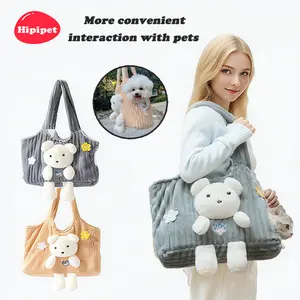 [HipiPet] Cozy Bear Hug Carrier - Winter-Proof Pet Backpack for Cats & Small Dogs, Cute Teddy Design Shoulder Tote, Perfect for Cold Weather Travel Bag