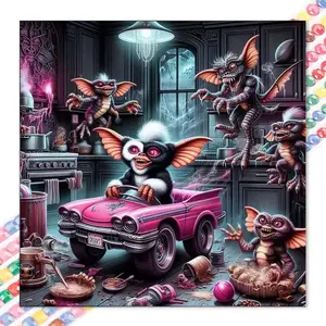 1 DIY handcraft diamond painting kit, 5D diamond art set, DIY decoration, monkey, car, full round drill diamond painting kit, mosaic, diamond art, DIY art home decor, suitable for Christmas.