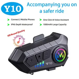 Y10 Motorcycle Helmet Earphones, Bluetooth-compatible Voice Control, Waterproof, Rechargeable Battery, Long Lasting, Suitable for All Helmets