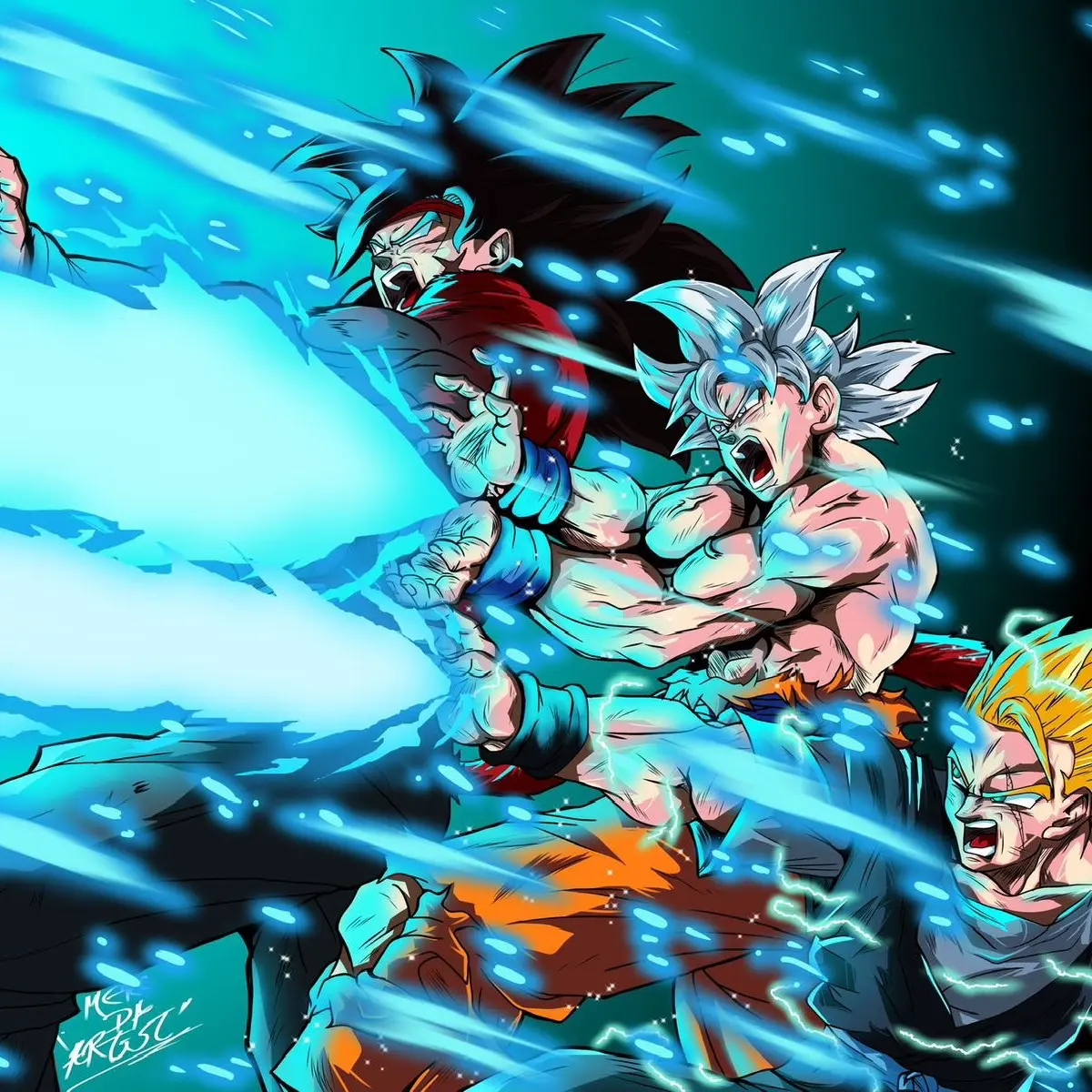 Goku bardock gohan kamehameha print