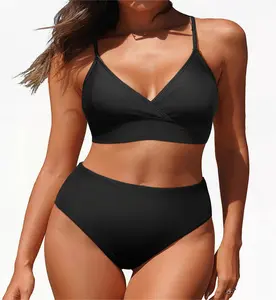 WF-2025Hot Selling Women Two Piece Swimsuits High Waisted Bikini Set Ruffle Flounce Tummy Control Bottoms Bathing Suit