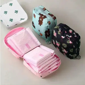 Cartoon Pattern Sanitary Napkin Storage Bag, 1 Count Portable Menstrual Pad Storage Bag, Small Zipper Storage Bag for Outdoor Travel, Home Organizer Supplies, Accessories for Women, Mini Storage Tote, Bathroom Organizer, Space Saver Bags