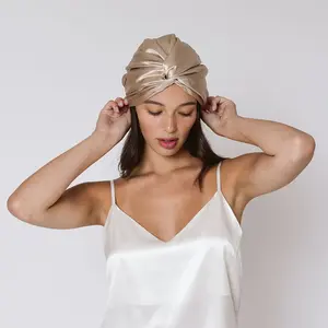 Women Double Sided Mulberry Silk Sleeping Bonnet, Premium Natural Silk Hair Protection Cap, Elastic Soft Silk Head Cover for Night Rest