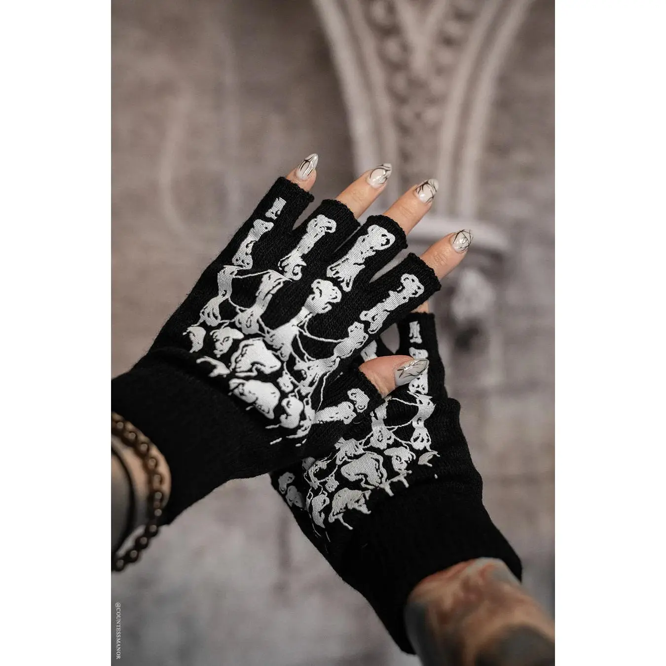 VampireFreaks Dead Inside Skeleton Gloves Fingerless