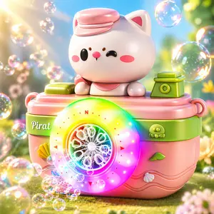 Bubble Machine for Kids, Automatic Bubble Blower Toy with Colorful LED Lights, Rechargeable Musical Bubble Maker for Outdoor Party Summer Gift