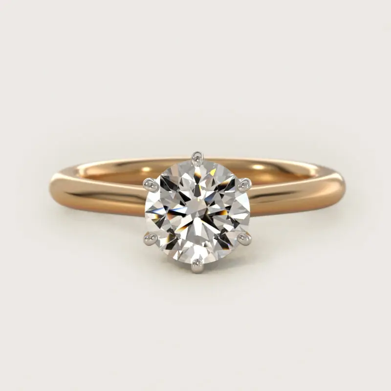 Stephea 2.25 Carat Lab Grown Round Brilliant Diamond Six-Prong Solitaire Engagement Ring – 14K Yellow Gold
