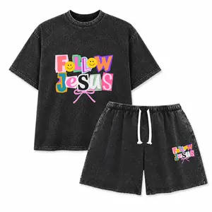 Preppy Christian Collage Y2K Washed Vintage 260g Shirt Faith Inspired Retro Coquette Positivity Tee 100% Combed Cotton Classic Crew Neck Relaxed Fit Trendy Ransom Letter Typography Womenswear Day Tshirt Garment-dyed Pill-Free Fade-Friendly Boxy Top - TikT