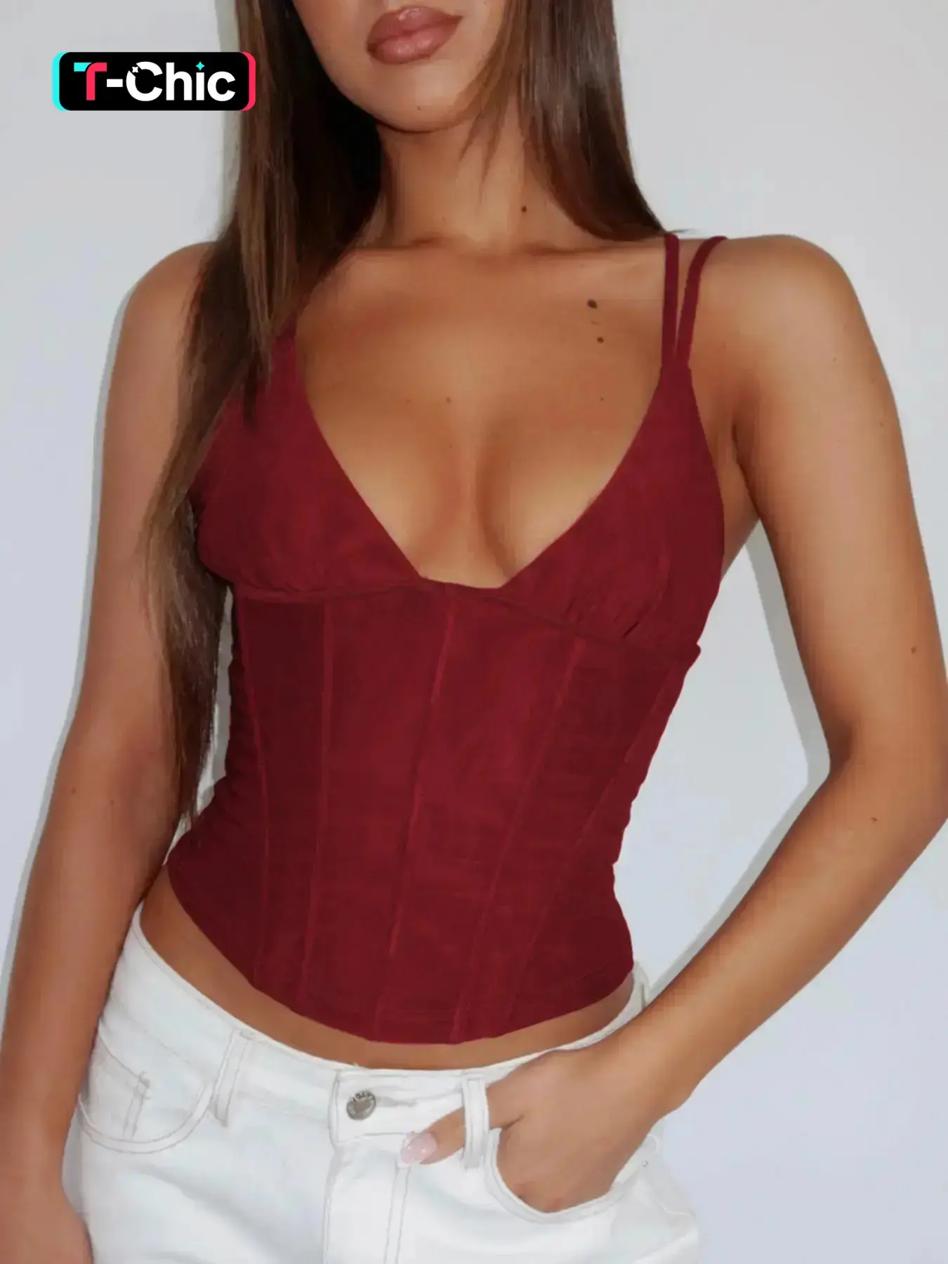 Women's Solid Color  Cami Top Camisole Tank Top Basic Camisole, Elegant Fashion Chic Minimalist Casual Sleeveless Spaghetti Strap Top for Daily Outdoor Wear, Women Top Clothes for Summer, Camisole Tops, Womenswear