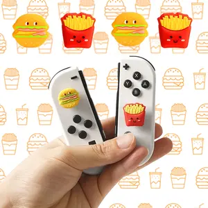 Set of Adorable Silicone Caps for Thumb Grips, Featuring Hamburger And French Fries Designs, Soft Joystick Covers Compatible with Switch/Oled/Switch Lite, 4pcs