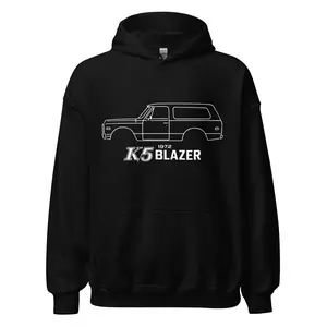 1972 Chevy K5 Blazer Line Art Emblem Pullover Hoodie for Vintage Truck Fans