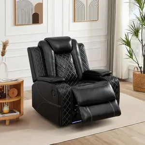 Premium Breathing Electric Recliner Chair in Chestnut Brown Faux Leather Quiet Smooth Reclining USB Charging LED Lights Optimal Relaxation with Arm Storage & Integrated Speed Motor
