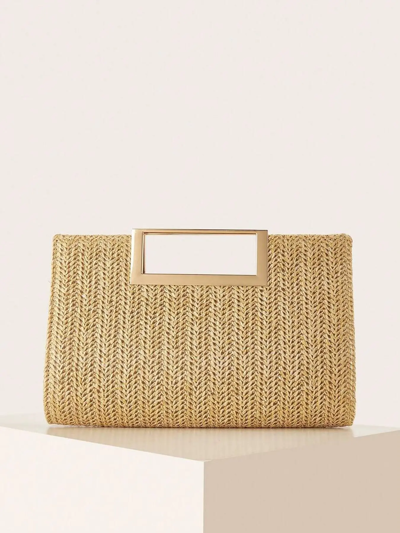 Casual, simple and versatile straw woven handbag, fashionable and niche design small square bag, square handle design, solid color series fashionable retro style, suitable for commuting/casual dressing scenes, Elegant Square Handbags, Fashionable Box Bag
