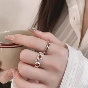 Fashion copper coin style ring, retro and old ring, adjustable national style index finger ring, cool and good-looking.